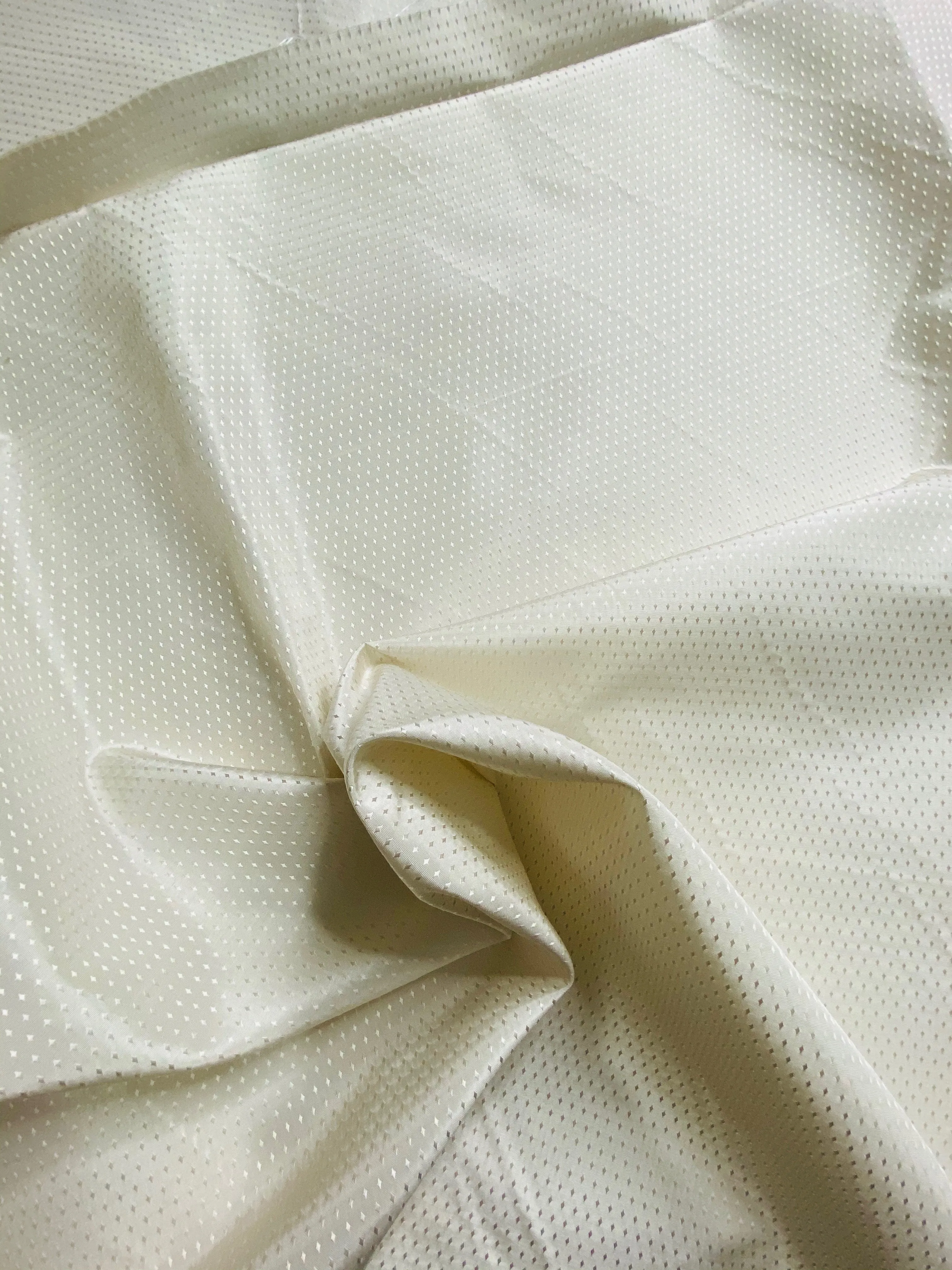 NEW Princess Donna Designer 100% Silk Taffeta Mini Diamond Embroidered Motif Fabric - Light Cream