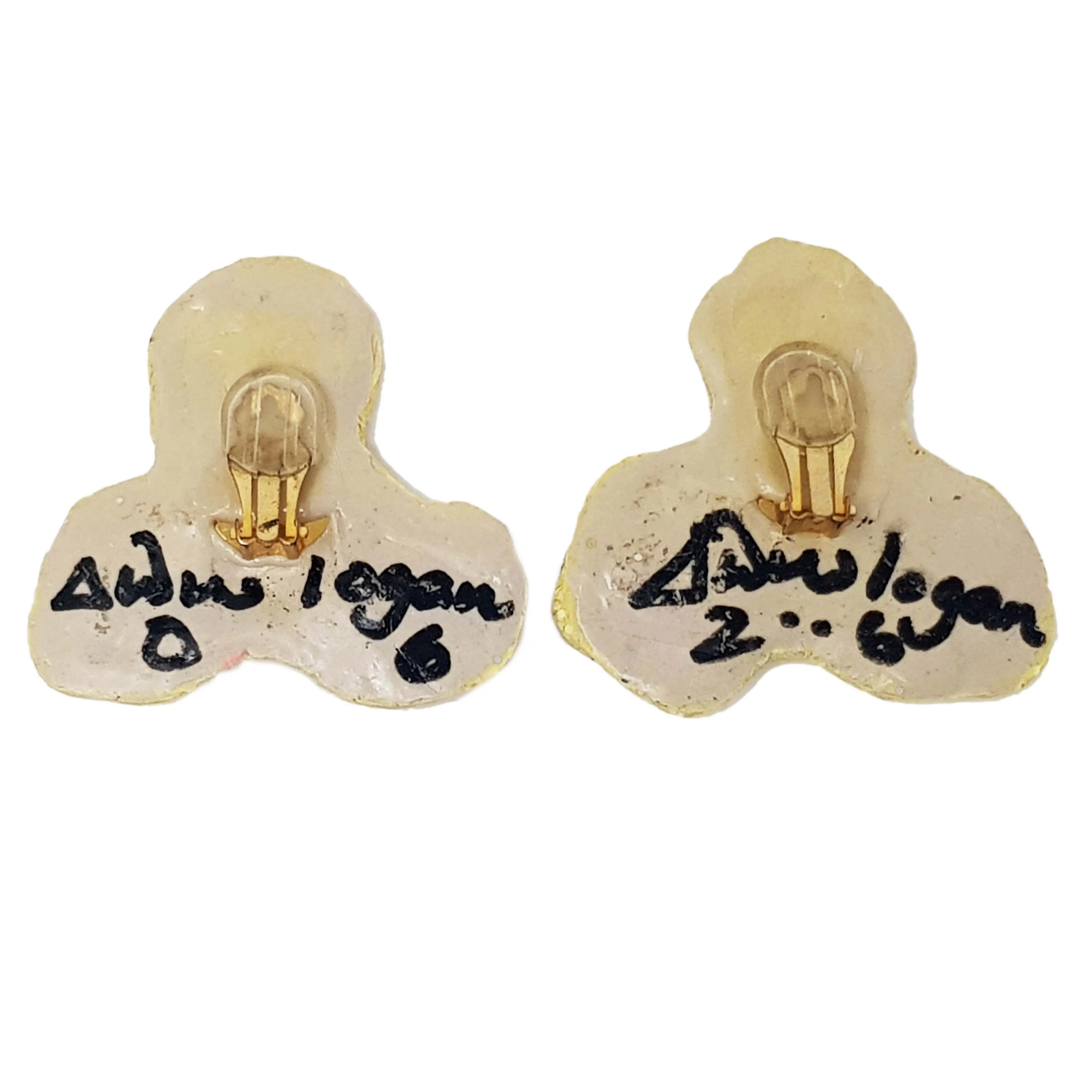 PALE YELLOW & BLACK TREBOL "HIVE" CLIP-ON EARRINGS, 2006