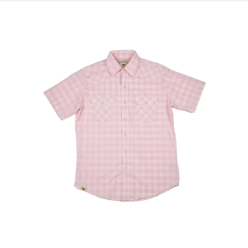 Pink Palaka Western Pearl Snap Shirt