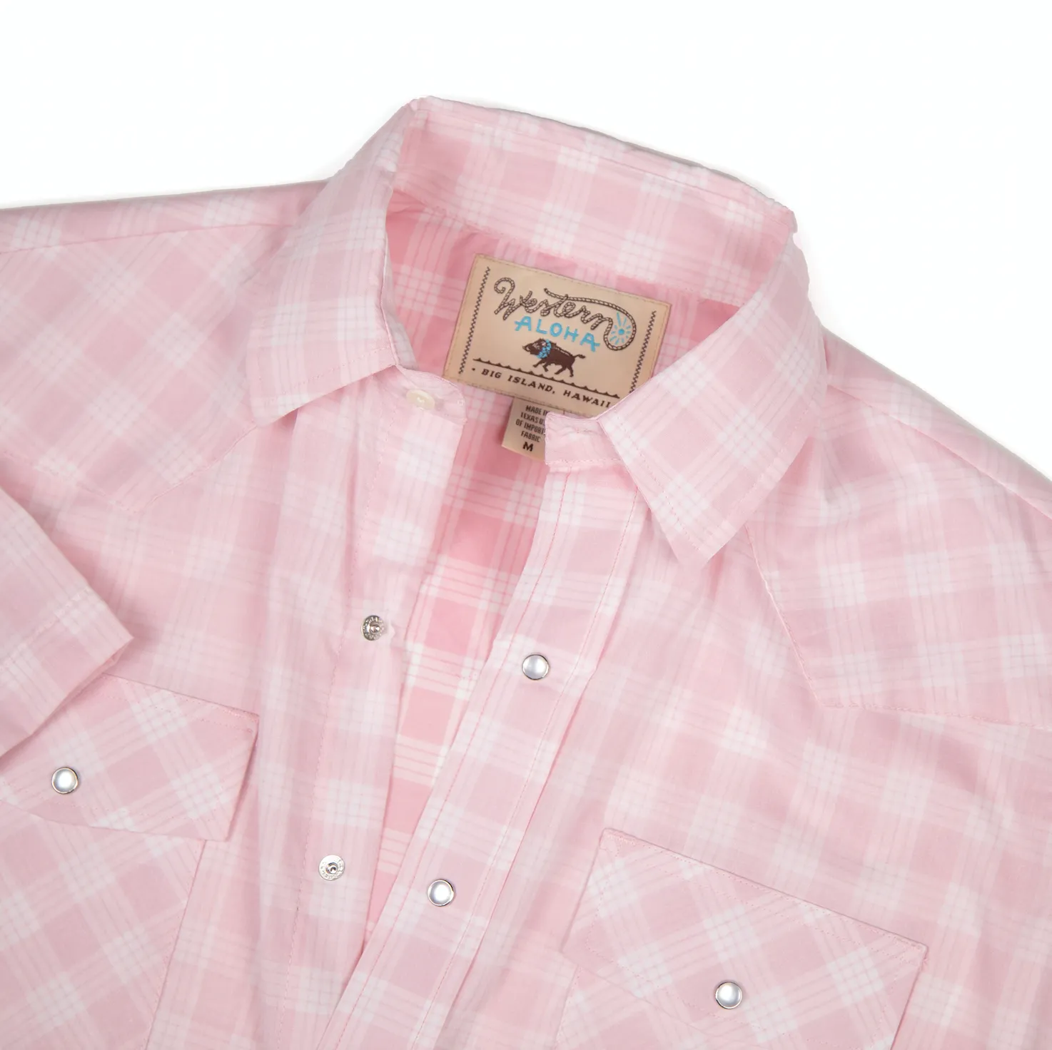 Pink Palaka Western Pearl Snap Shirt