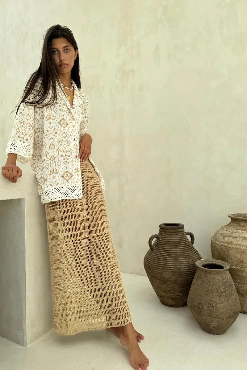 PRE ORDER // LET IT FLOW CROCHET SKIRT - NATURAL