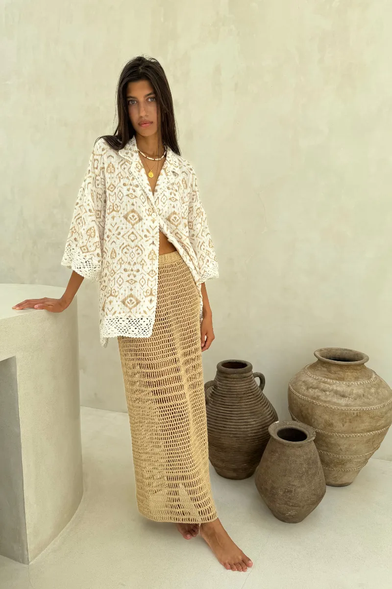 PRE ORDER // LET IT FLOW CROCHET SKIRT - NATURAL