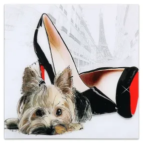 "Red Soles" Frameless Free Floating Tempered Glass Panel Graphic Wall Art