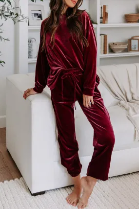Solid Velvet Two Piece Lounge Set