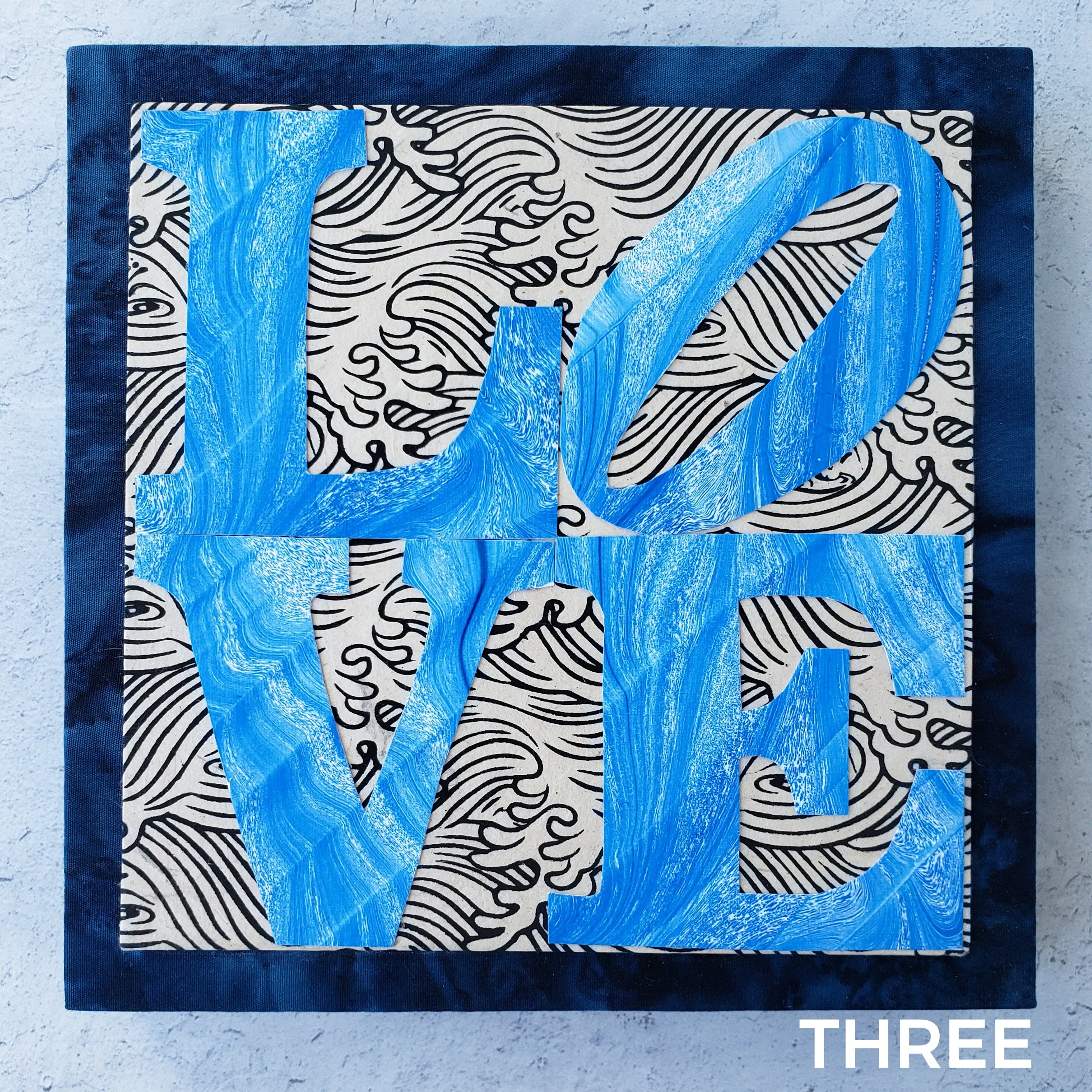 Three "Homage to Robert Indiana's LOVE Art" by Pat K. Thomas