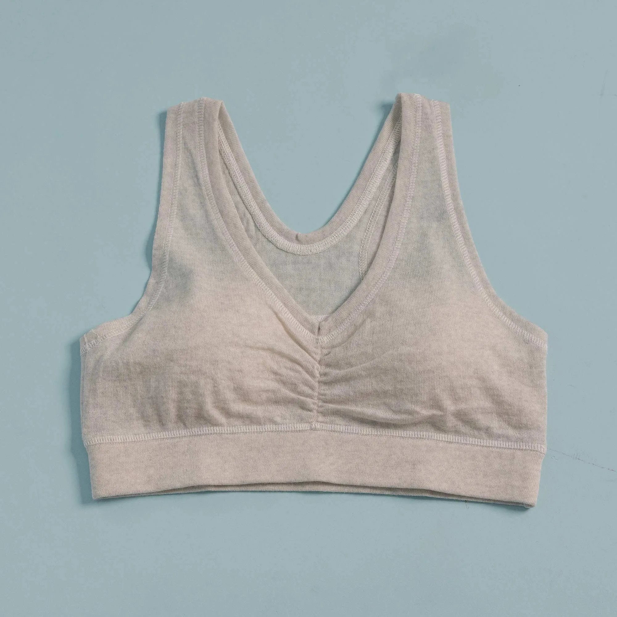 TINA 100% Organic Merino Wool Bra (No Polyester, No Wire, No Synthetics, OC Thread, Covered Organic Elastic Band) (For Cups A-C)(100% Biodegradable)