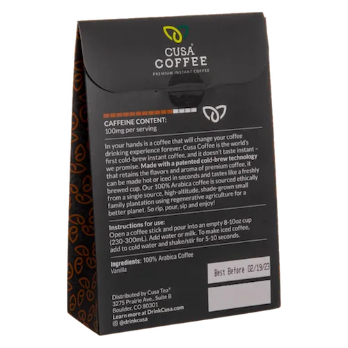 Vanilla Dark Roast Cold Brew Instant Coffee by Cusa Tea & Coffee