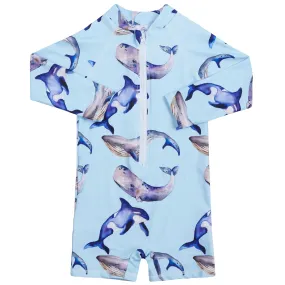 Whales Unisex Long Sleeve Zip Swimmers