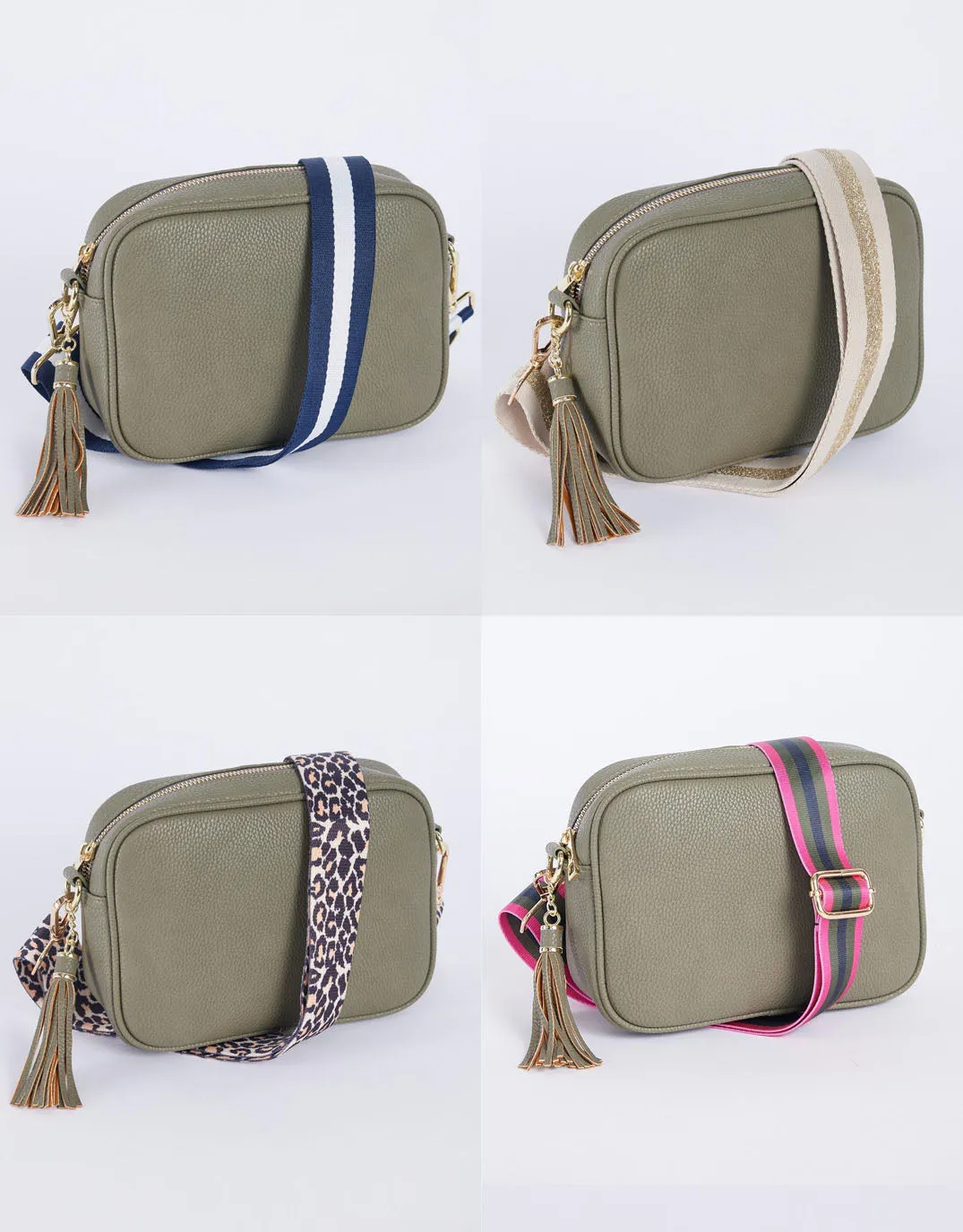 Zoe Crossbody Bag - Khaki/Navy White Stripe